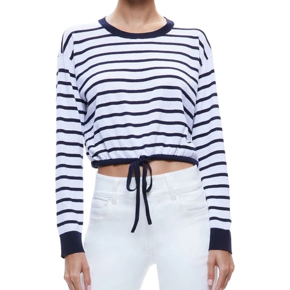 Alice and Olivia Bernetta cropped drawstring top